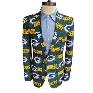Little Earth NFL Green Bay Packers Blazer Jacket Mens 36 R Green All‎ Over Print